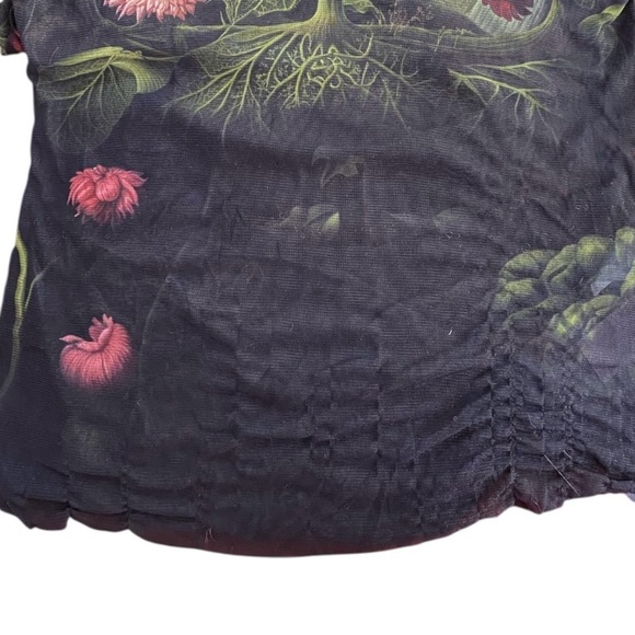Monse Rose Printed Mesh Top Long Sleeve in Sheer Fabric Size Small - Picture 8 of 11